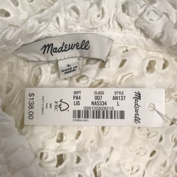 MADEWELL Women's Ruffle-Sleeve Mini Dress Large AN137 ($138) - Picture 4 of 4